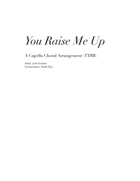 You Raise Me Up - A Capella TTBB image number null