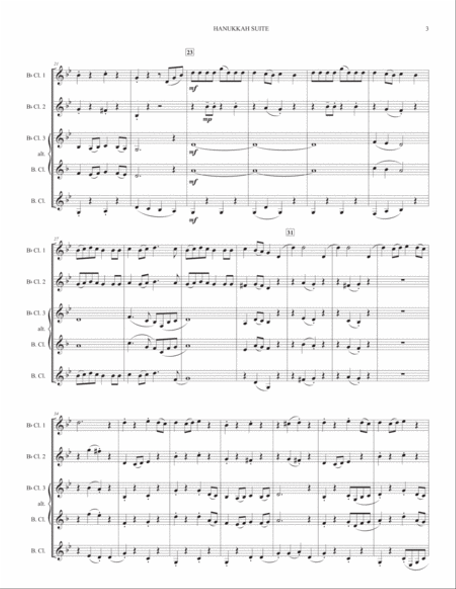 Hanukkah Suite (for Clarinet Quartet) Clarinet Quartet scores gallery preview page 3