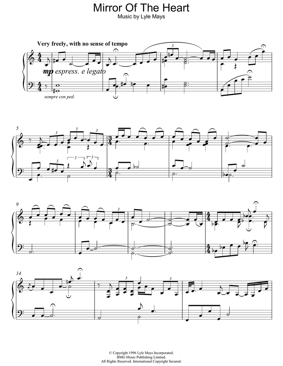Mirror Of The Heart Piano Solo scores gallery preview page 1