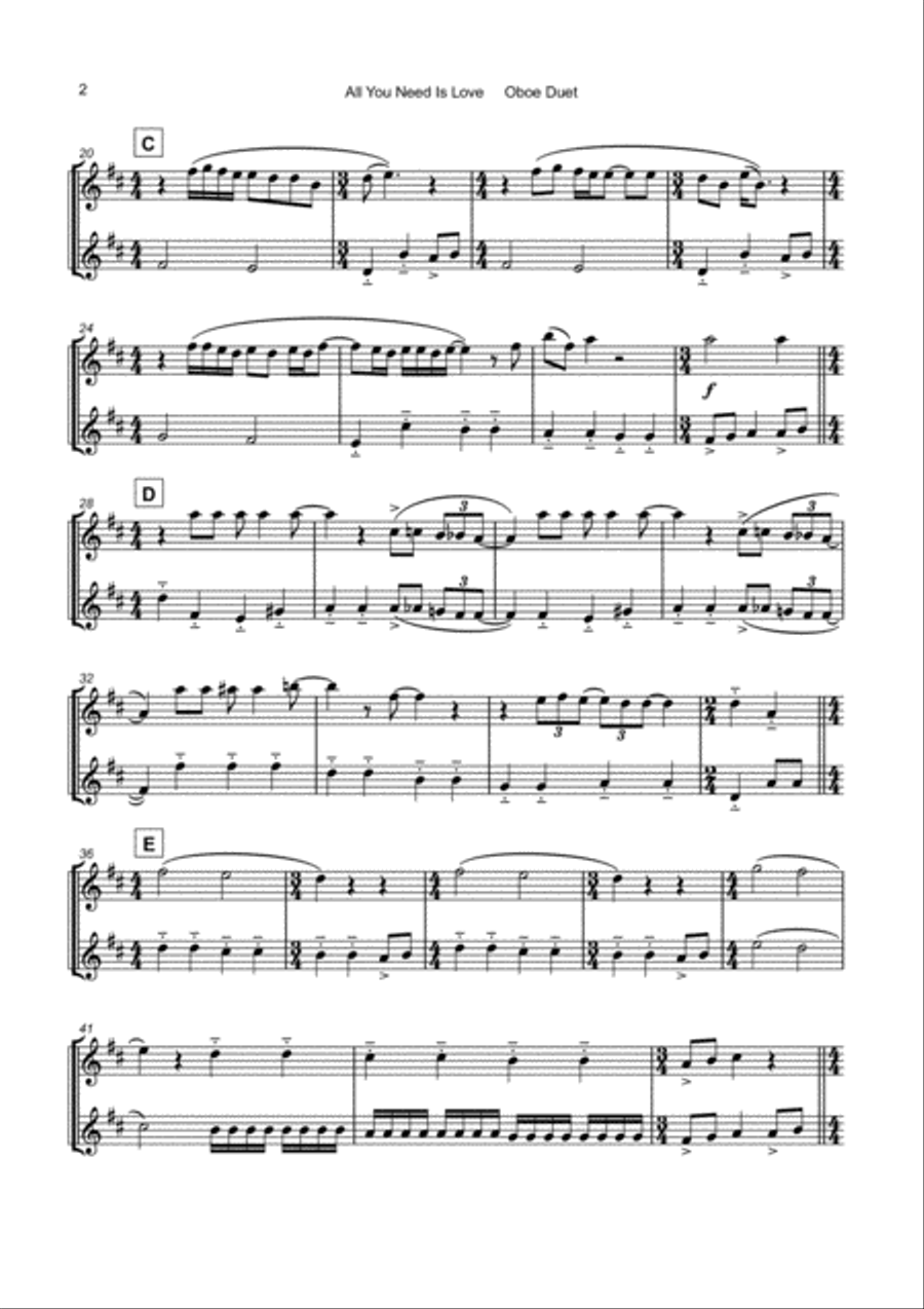 All You Need Is Love Woodwind Duet scores gallery preview page 3