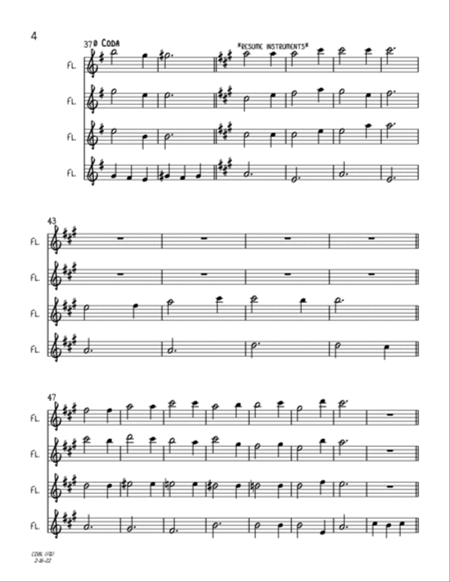 The Chipmunk Song Flute Quartet scores gallery preview page 4