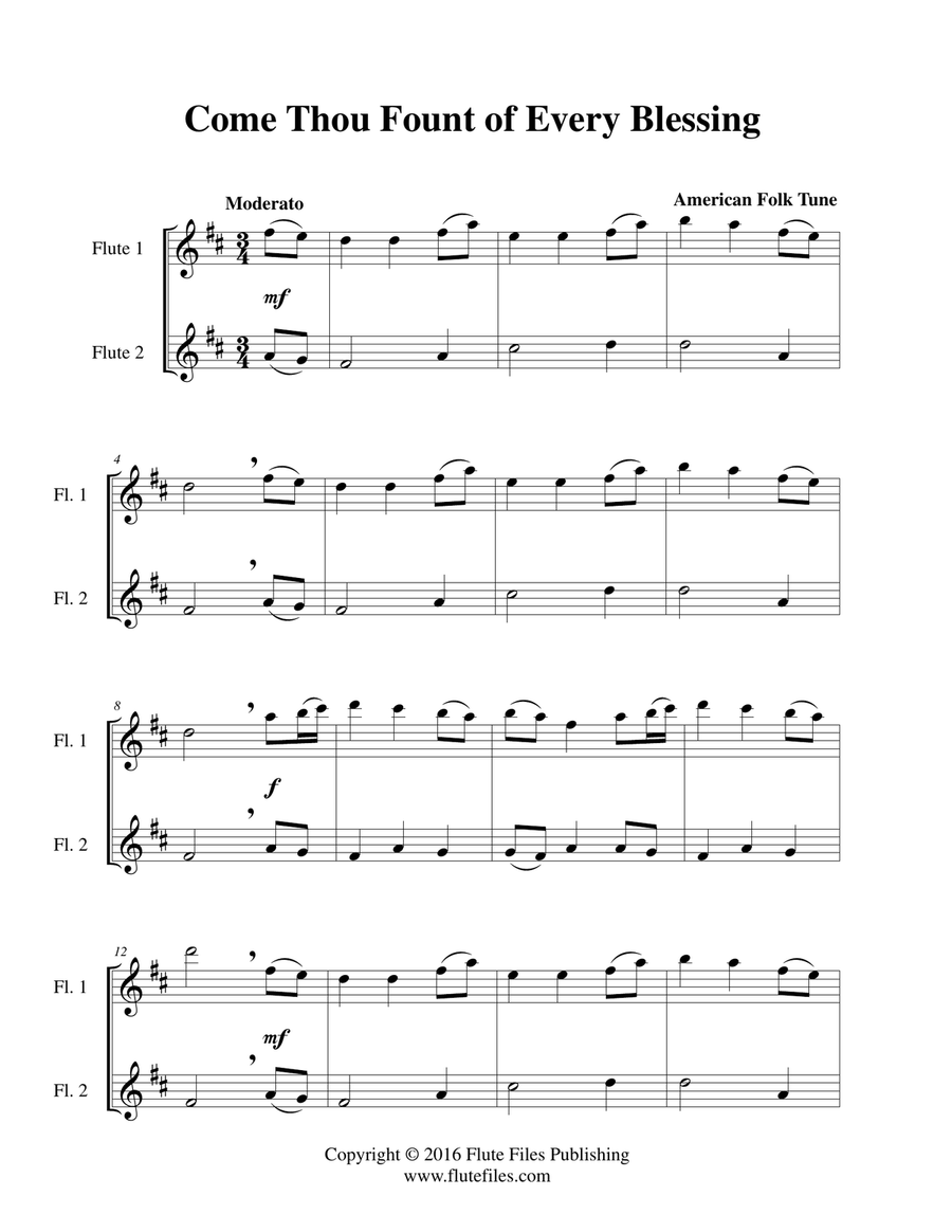Come, Thou Fount of Every Blessing - Flute Duet Flute Duet scores gallery preview page 3