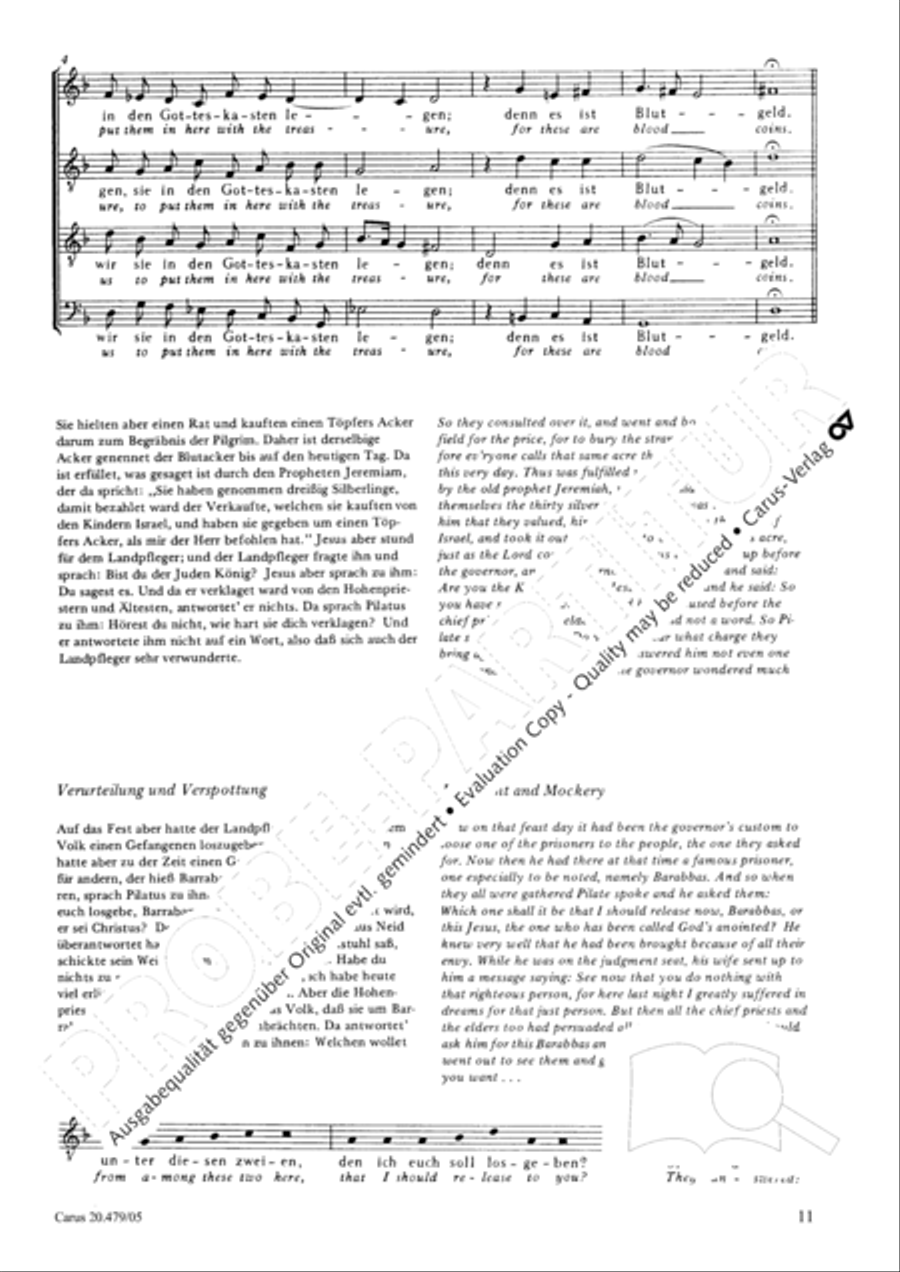 St. Matthew Passion (Matthaus-Passion) 4-Part scores gallery preview page 12