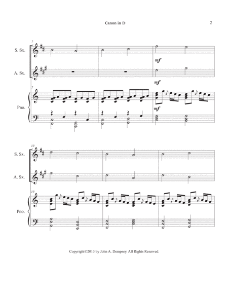 Canon in D (Trio for Soprano Sax, Alto Sax and Piano) image number null