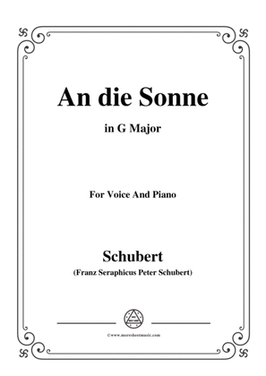 Book cover for Schubert-An die Sonne,in G Major,for Voice&Piano