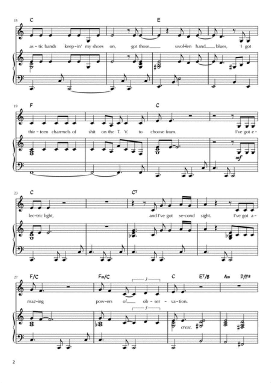 Nobody Home Piano, Vocal, Guitar scores gallery preview page 2