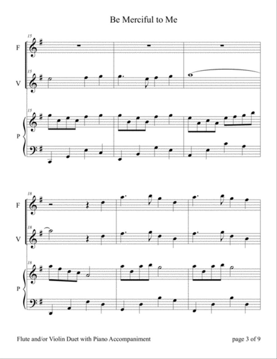 Be Merciful to Me ~ Psalm 57 (for Flute and/or Violin Duet with Piano accompaniment) Flute scores gallery preview page 4