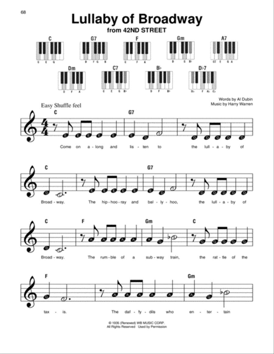 Lullaby Of Broadway Lullaby Of Broadway Easy Piano scores gallery preview page 1
