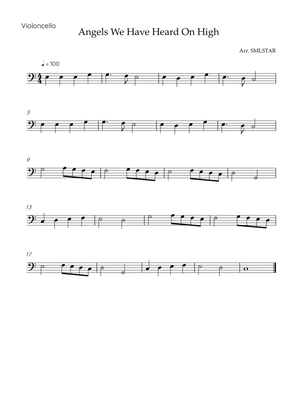 Angels We Have Heard On High CELLO SOLO Sheet Music