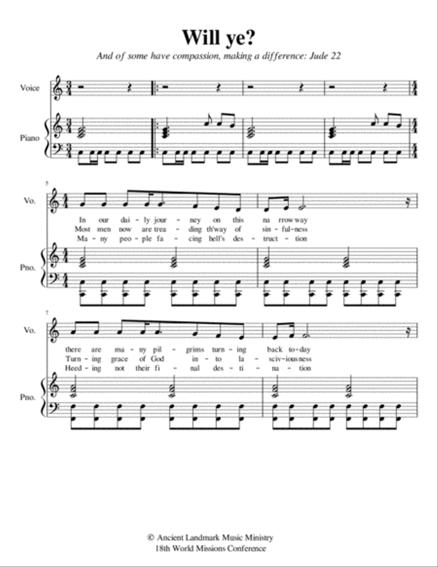 Will Ye? Piano Solo scores gallery preview page 1