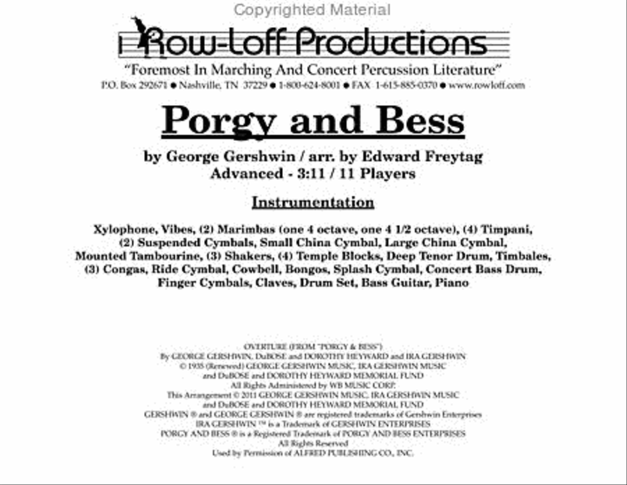 Porgy and Bess Porgy and Bess Percussion Ensemble scores gallery preview page 2