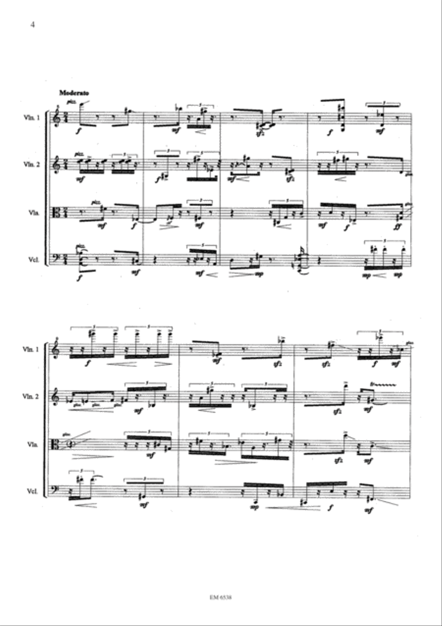 Silent Spaces for String Quartet String Quartet scores gallery preview page 4