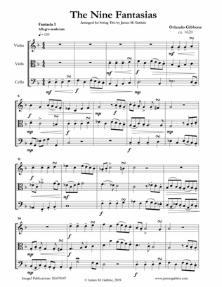 Gibbons: The Nine Fantasias for String Trio