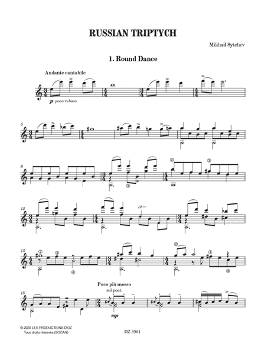 Russian Triptych Classical Guitar scores gallery preview page 2