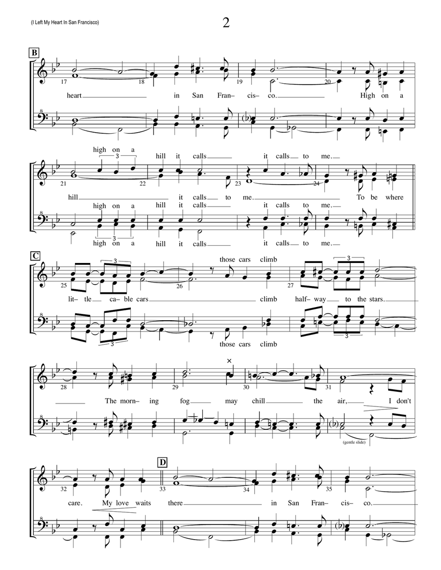 I Left My Heart In San Francisco SSAA scores gallery preview page 2