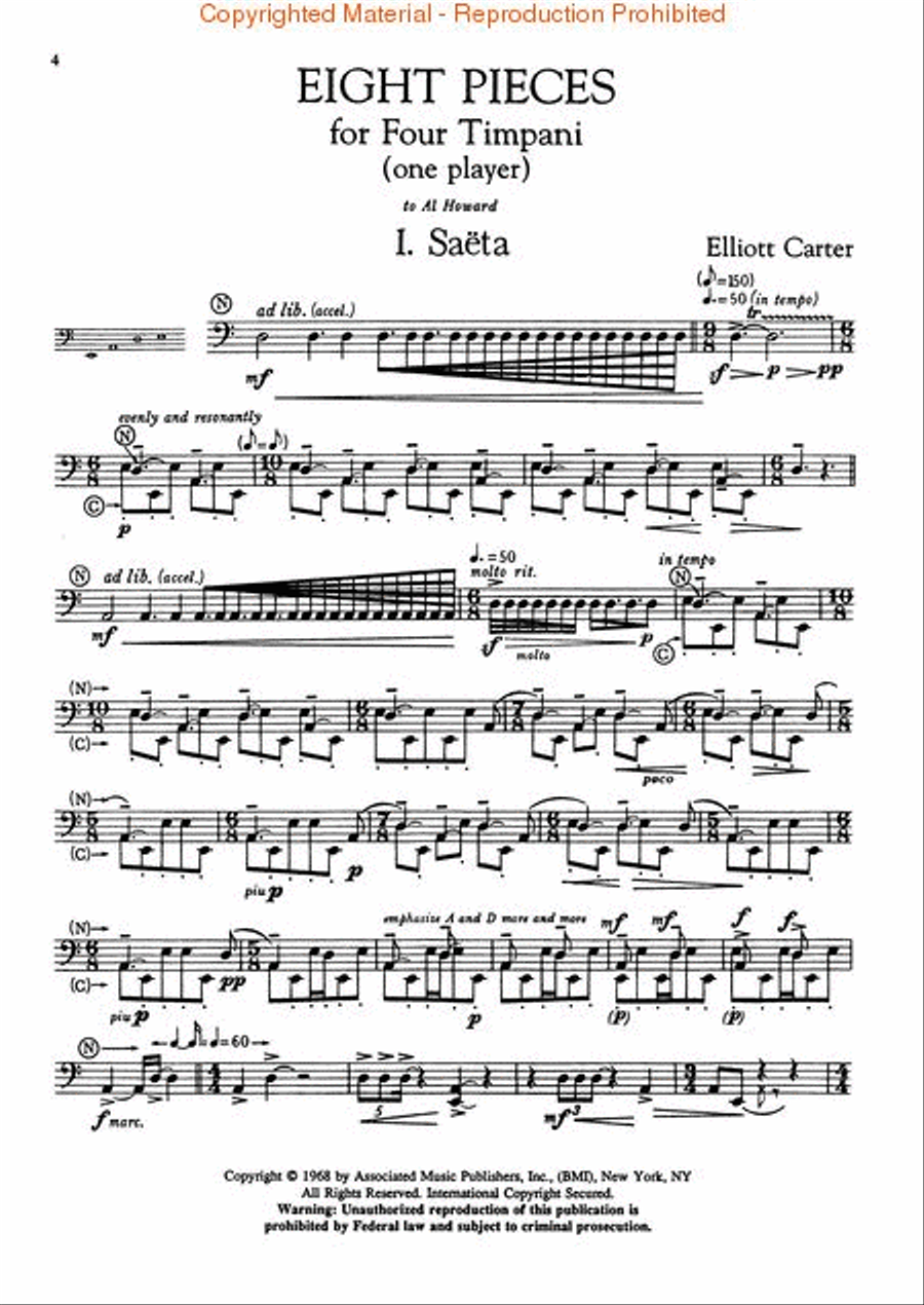 8 Pieces for 4 Timpani Percussion scores gallery preview page 2