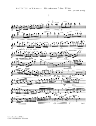 Cadenzas for Mozart's flute concertos KV 313/314