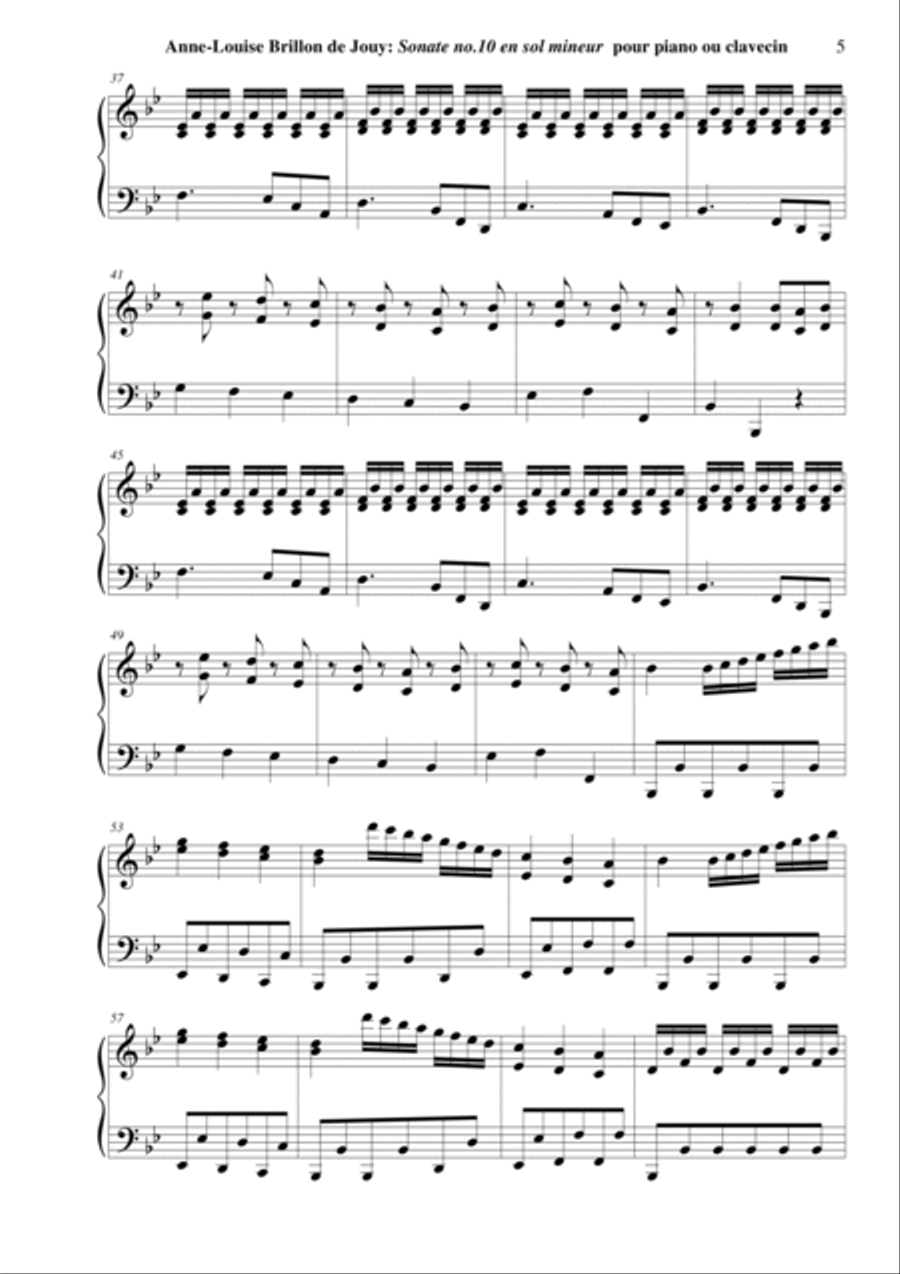 Anne-Louise Brillon de Jouy: Sonata no. 10 in g minor for piano or harpsichord Harpsichord scores gallery preview page 5