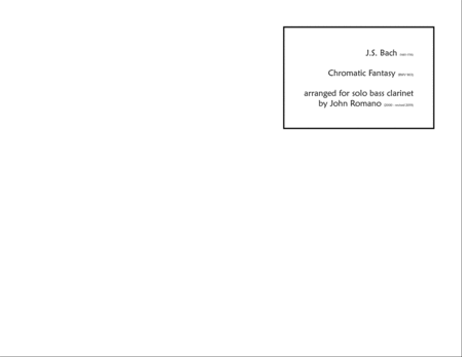 Chromatic Fantasia BWV 903 (Solo Bass Clarinet) Bass Clarinet scores gallery preview page 1