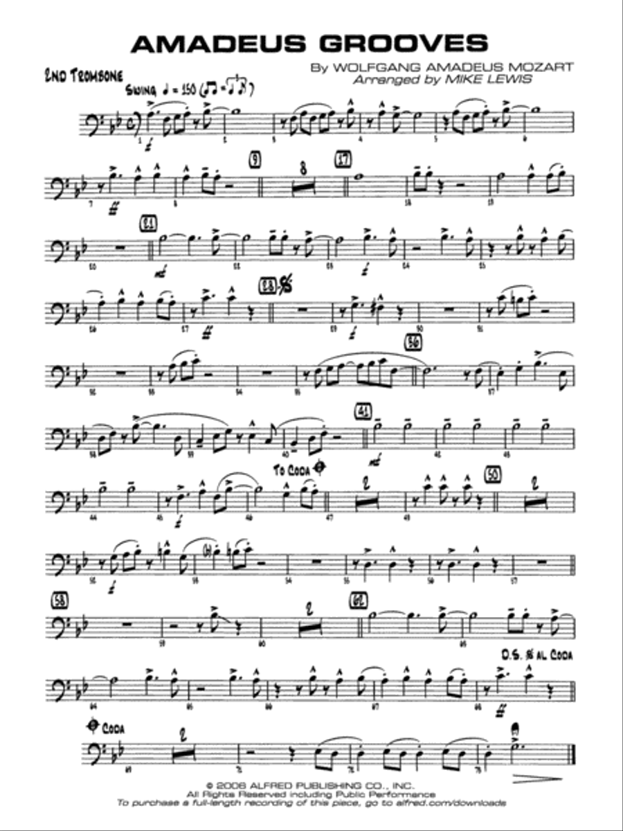 Amadeus Grooves: 2nd Trombone Jazz Ensemble scores gallery preview page 1