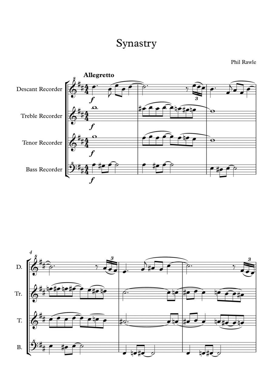 Synastry - Recorder Quartet Chamber Music scores gallery preview page 1