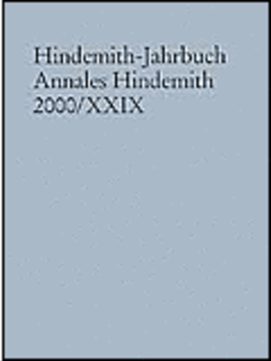 Hindemith-Jahrbuch Annales Hindemith 2000/29