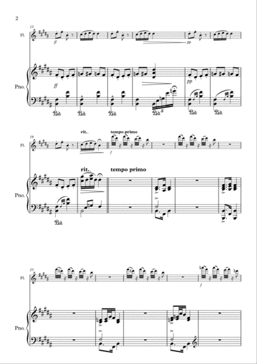 Humoresque No.2 , A. Dvorak (flute and piano) Flute Solo scores gallery preview page 2