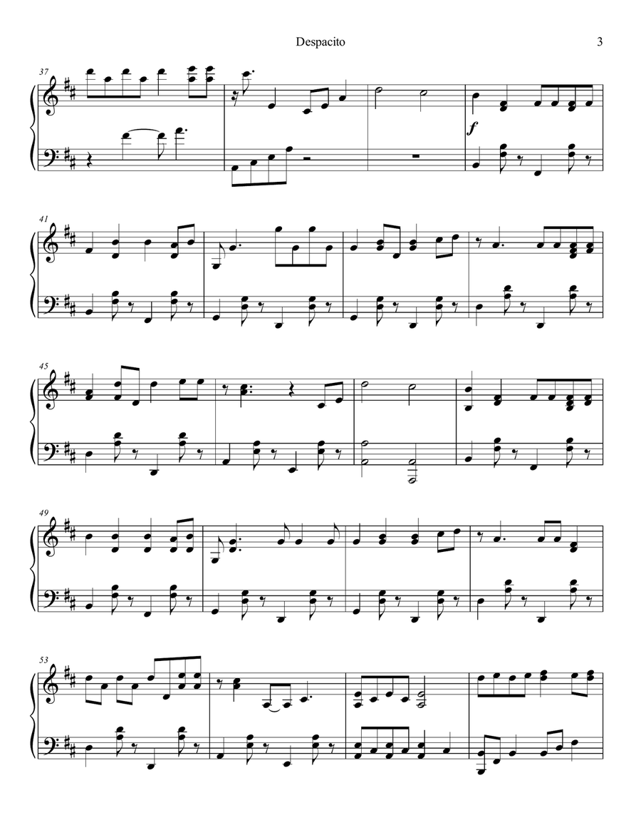 Despacito Piano Solo scores gallery preview page 3