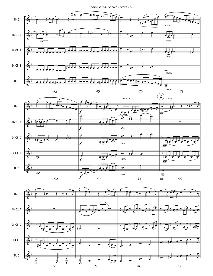 Saint-Saens - Clarinet Sonata (Clarinet Quintet) Clarinet Quintet scores gallery preview page 6