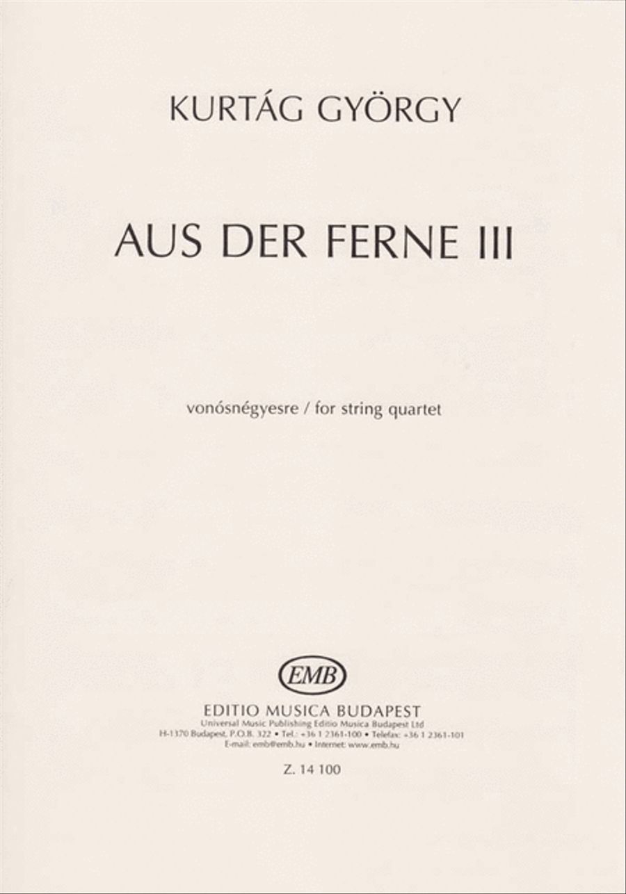 Aus der Ferne III String Quartet scores gallery preview page 1