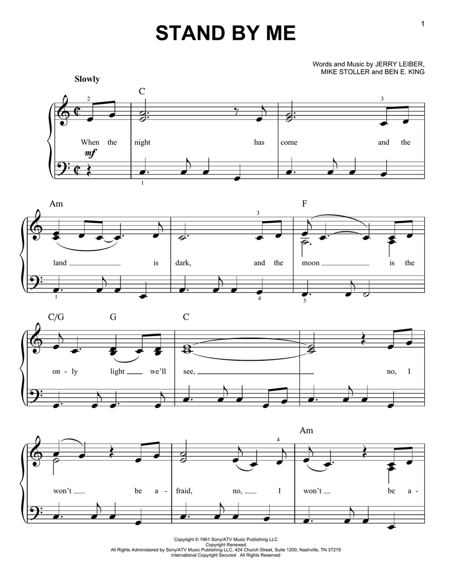Stand By Me Easy Piano scores gallery preview page 1