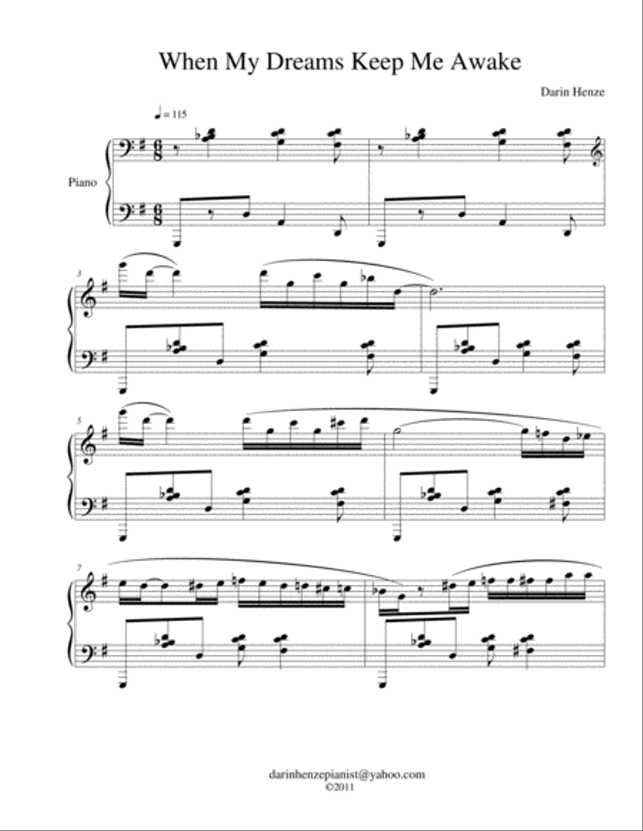 When My Dreams Keep Me Awake Piano Solo scores gallery preview page 1