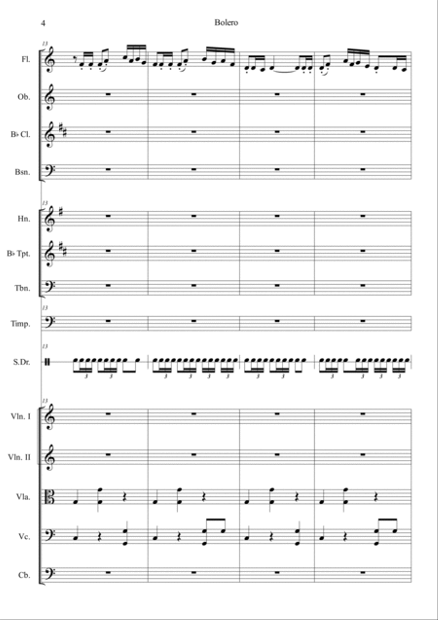 Ravel:Bolero Orchestra scores gallery preview page 4