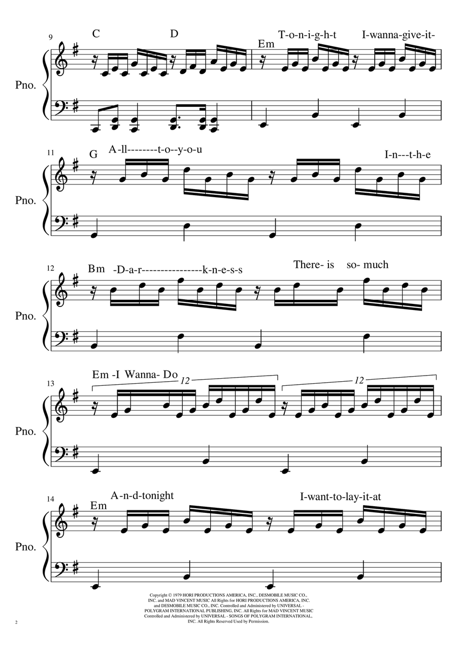 I Was Made For Lovin' You Easy Piano scores gallery preview page 2