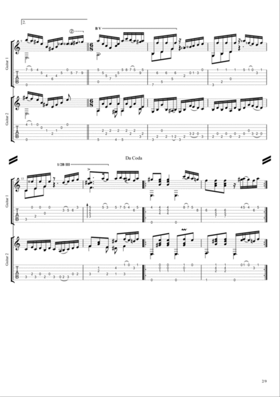 El Vito (Paco de Lucia / Ricardo Modrego version) guitar duo SCORE + TAB Acoustic Guitar scores gallery preview page 2