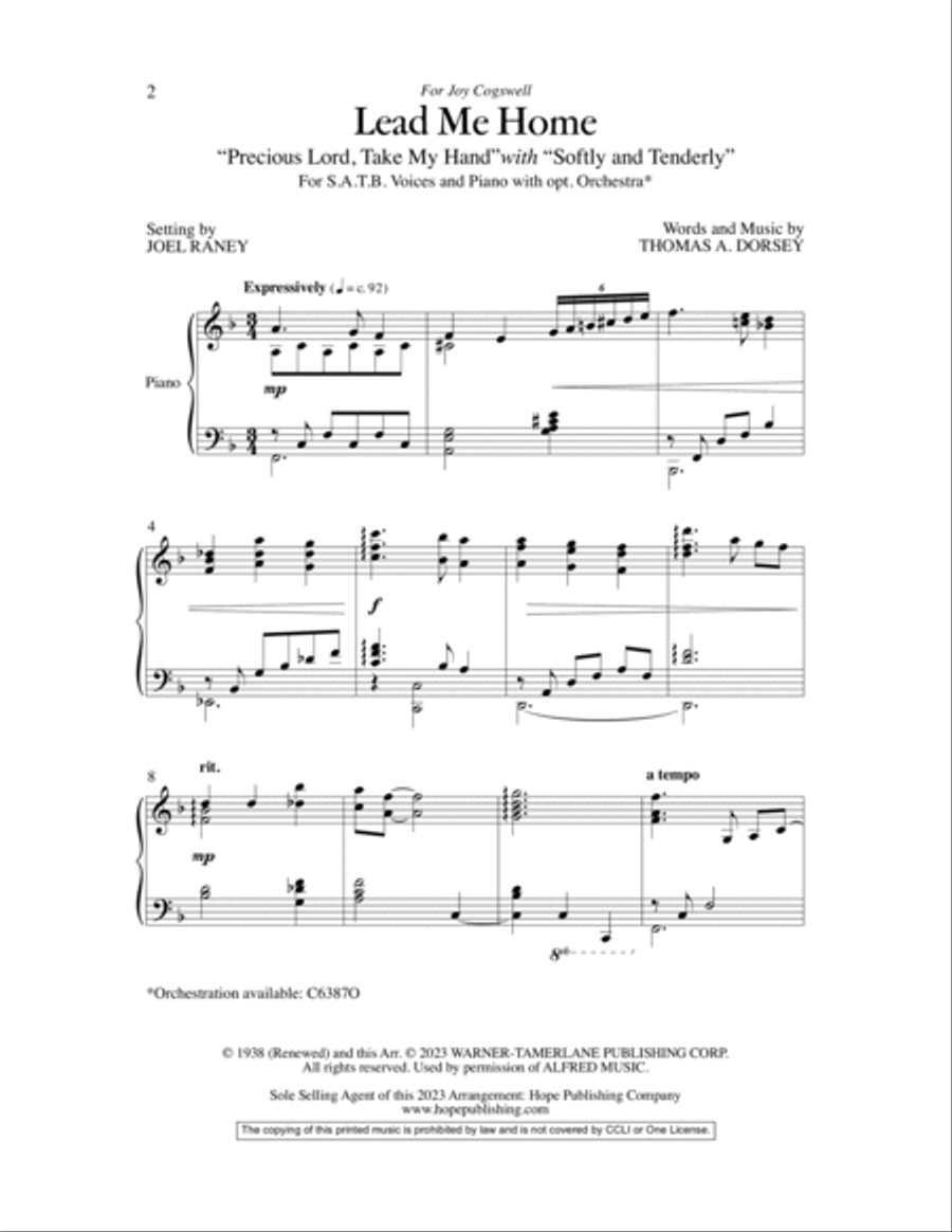 Lead Me Home (Precious Lord, Take My Hand) with Softly and Tenderl-Digital Version Choir scores gallery preview page 2