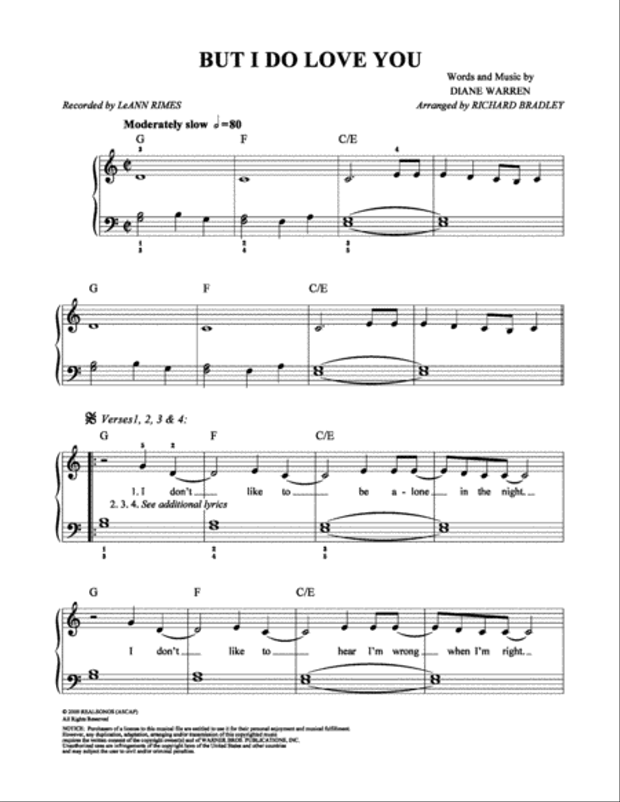 But I Do Love You But I Do Love You Easy Piano scores gallery preview page 1