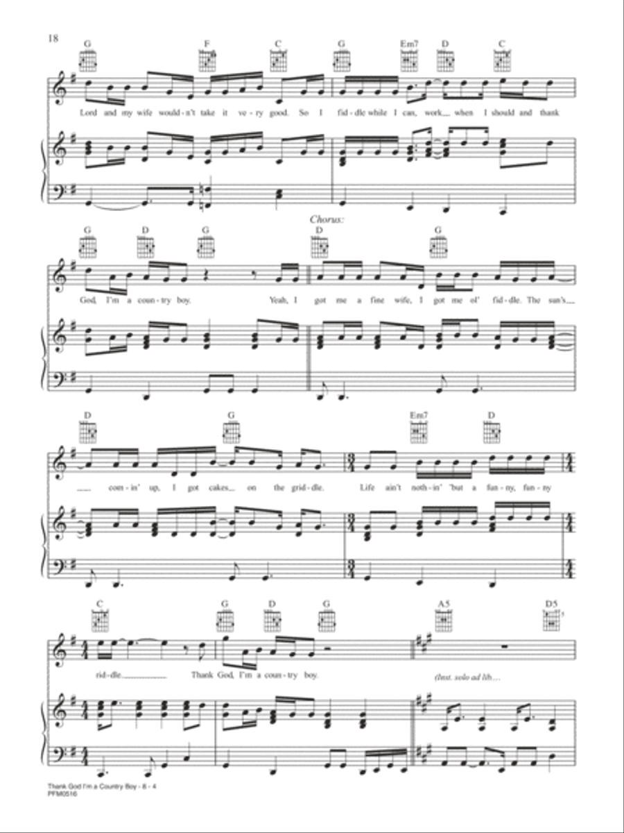 Thank God I'm A Country Boy Piano, Vocal, Guitar scores gallery preview page 4