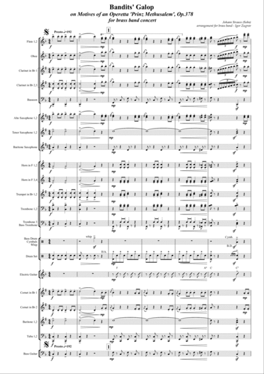 Bandits' Galop on Motives of an Operetta 'Prinz Methusalem', Op.378, for brass band concert Bandits' Galop on Motives of an Operetta 'Prinz Methusalem', Op.378, for brass band concert Concert Band scores gallery preview page 2