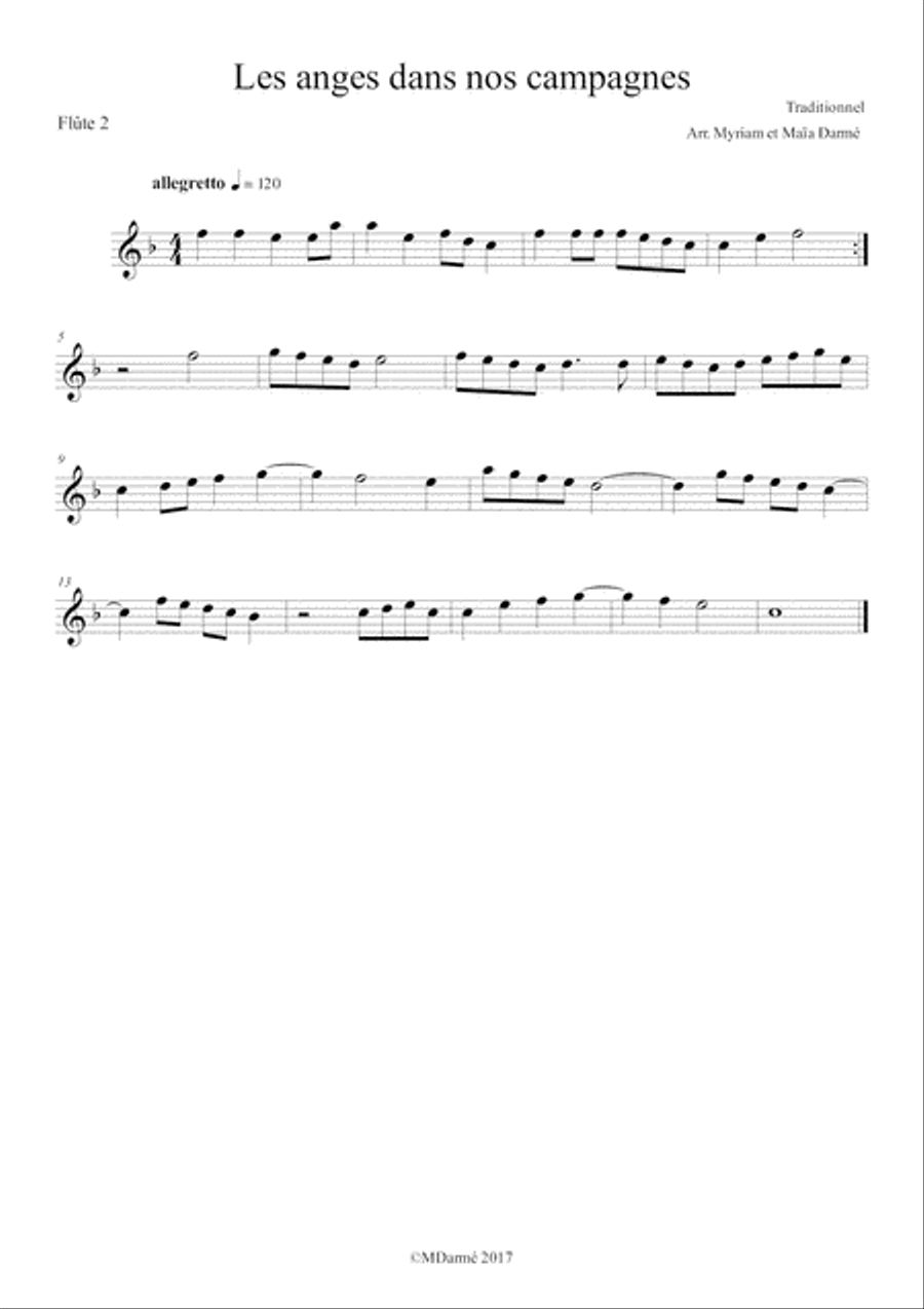 Les anges dans nos campagnes (Angels We Have Heard on High) - Flute(s) and Harp(s) Flute scores gallery preview page 5