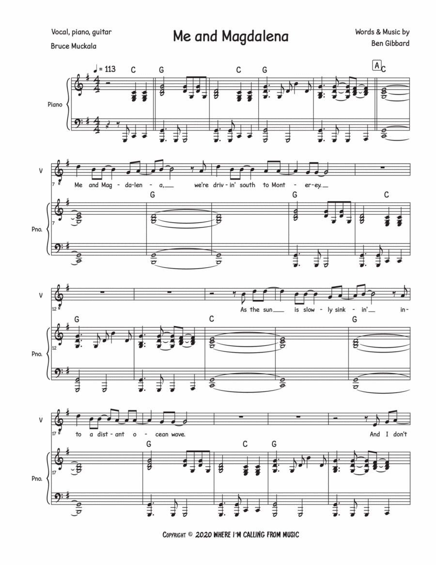 Me And Magdalena Piano, Vocal, Guitar scores gallery preview page 1