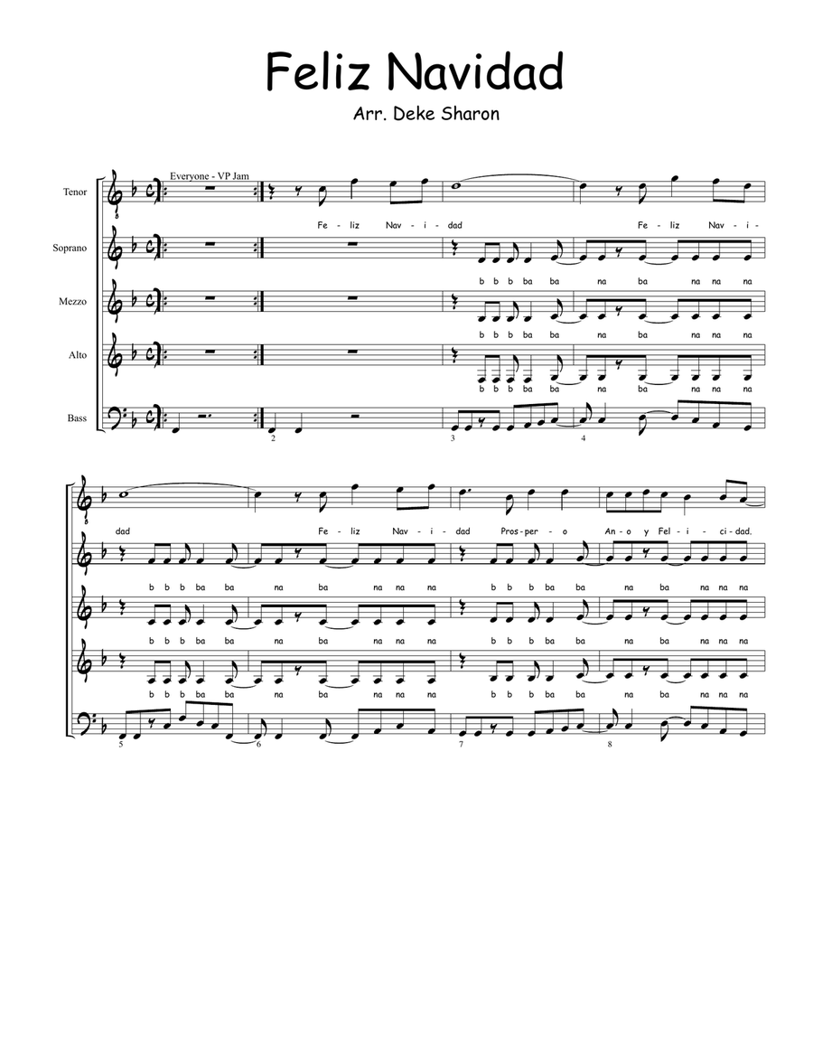 Feliz Navidad 4-Part scores gallery preview page 1