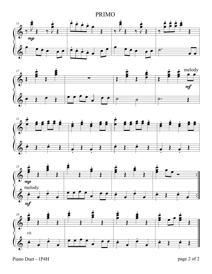 My Grandfather’s Clock (1 Piano, 4 Hands Duet) 1 Piano, 4-Hands scores gallery preview page 2