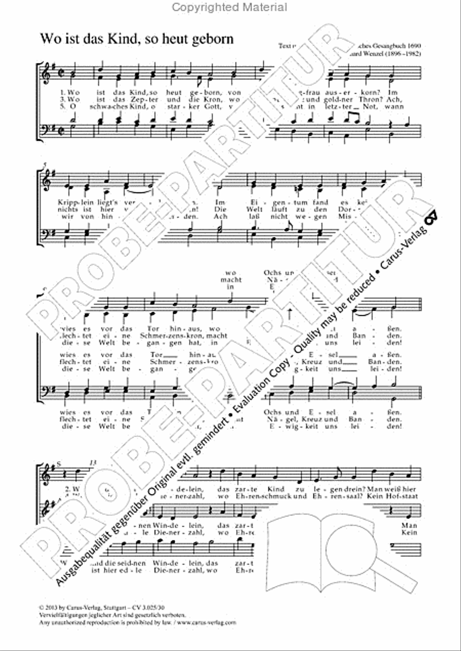 Wo ist das Kind, so heut geborn 4-Part scores gallery preview page 2