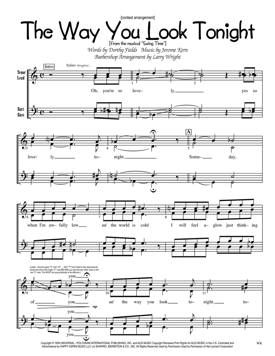 The Way You Look Tonight SSAA scores gallery preview page 1