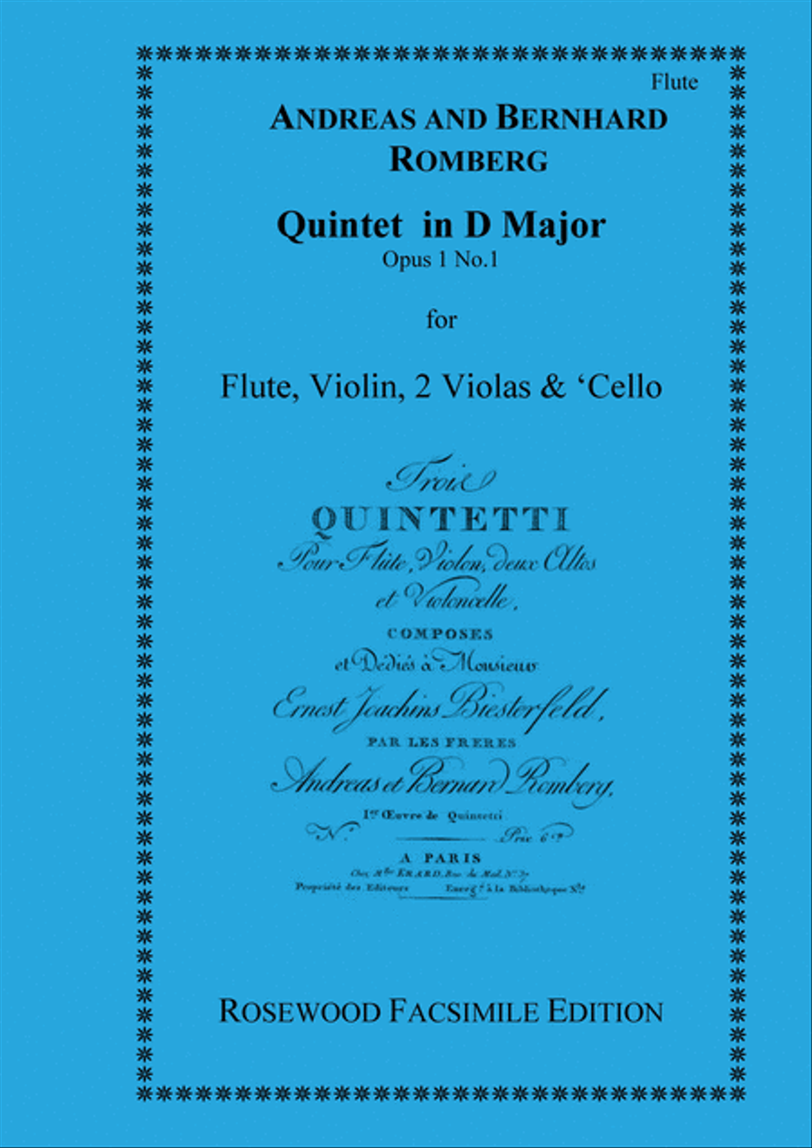 Quintet in D Major, Op 1, No. 1 Flute scores gallery preview page 1