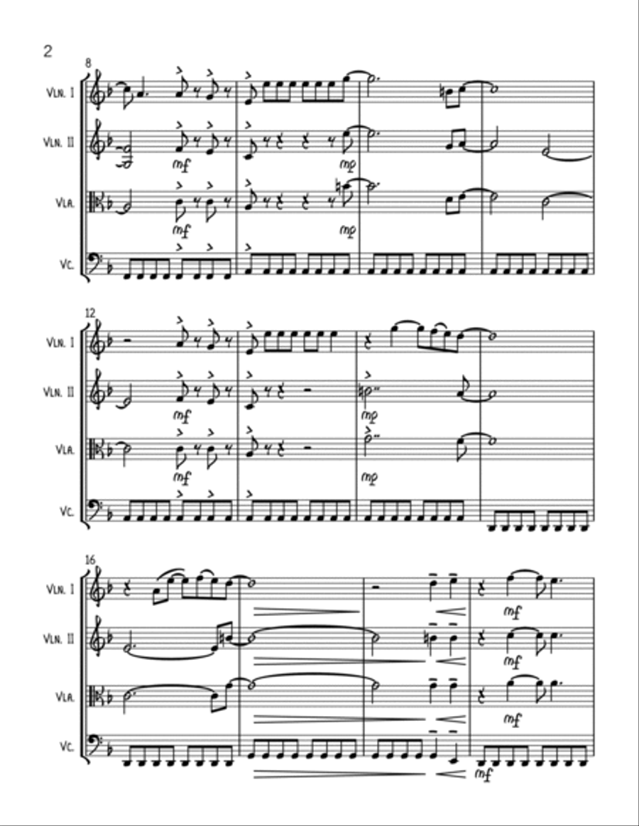 Hungry Eyes String Quartet scores gallery preview page 2