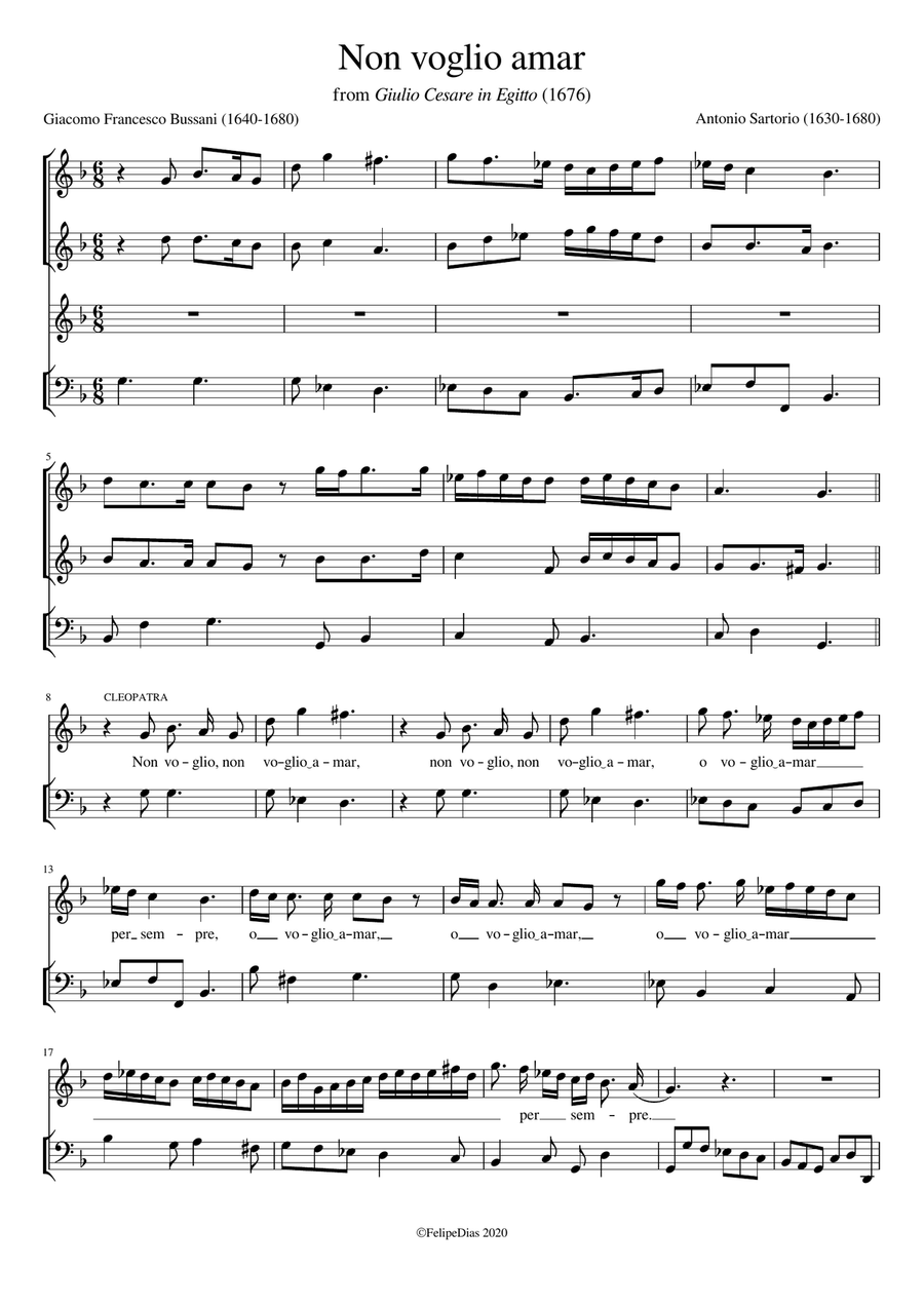 Non voglio amar Voice Solo scores gallery preview page 1
