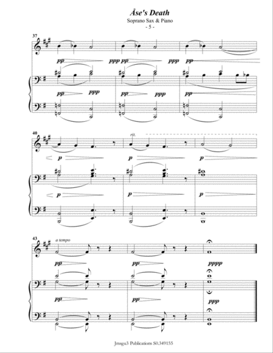 Grieg: Ase's Death from Peer Gynt Suite for Soprano Sax & Piano Soprano Saxophone scores gallery preview page 6