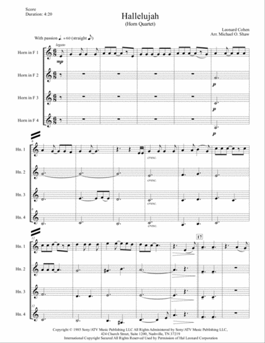 Hallelujah Brass Ensemble scores gallery preview page 2